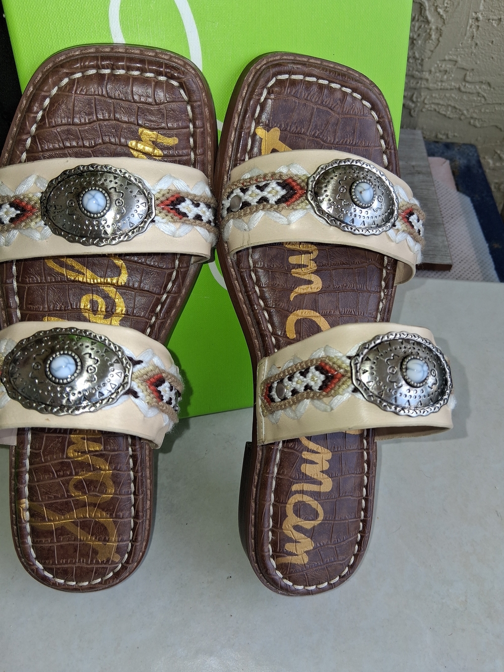Sam Edelman Beige Braided Concho Slide Sandals - Picture 8 of 11